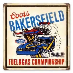  Bakersfield Coors Drag Race Vintage Metal Sign 1982