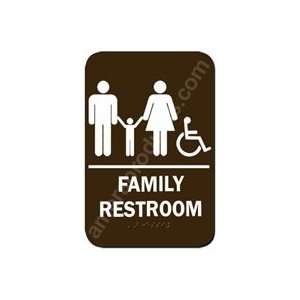  Restroom Sign Family Handicap Brown 3836