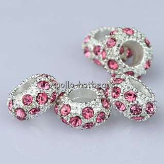 WHOLESALE CRYSTAL SILVER SPACER EUROPEAN BIG HOLE CHARM LOOSE BEADS 