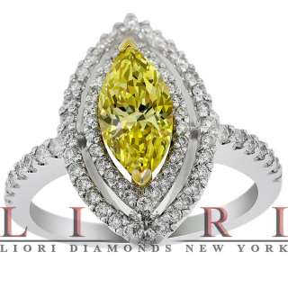 17 CARAT FANCY YELLOW MARQUISE SHAPE DIAMOND ENGAGEMENT RING 18K 