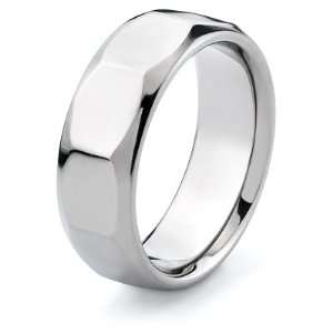  Titanium 8mm Band with Facets and Beveled Edges Jewelry