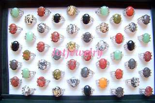 wholesale 100pcs mix style natural gemstone stone rings  
