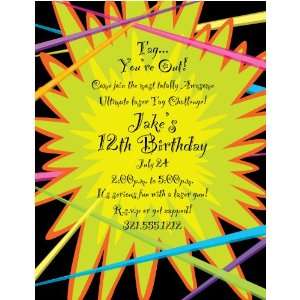 Teens Birthday Party Invitations   Laser Tag 8.5 x 11 Stationery