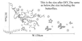 DIY 150*75cm Decorative Wall Paper&Art Sticker Butterfly flower ML01