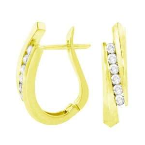  1.00 CT TW Channel Set Diamond Earrings in 14k Yellow Gold 