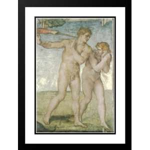 Michelangelo 28x38 Framed and Double Matted The Fall of Adam and Eve 