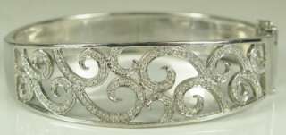   Silver .75ctw Genuine Diamond Bangle Bracelet 26.2g   7 Inches  