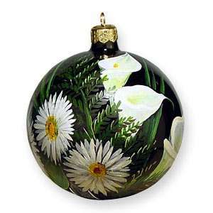  Glass Ornament, Daisies and Orchids, Exclusive Design by 