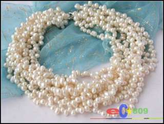 10ROW 7MM 18 WHITE RICE FRESHWATER PEARL NECKLACE  