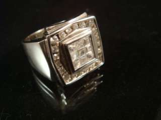 Mens New 14k White Gold EP White Cz Iced Out Ring S10  