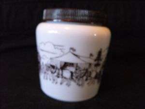 Colonial Canada Brown & White Milk Glass Mustard Jar  