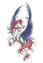 WHITE HORSE WITH PURPLE WINGS Temporary Tattoo  
