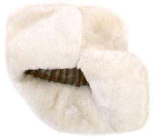 White mouton (sheepskin) Russian winter hat   Ushanka. Trapper Bomber 