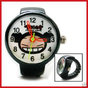 Pucca Cute Stainless Ring Finger Watch  Black *RARE*  