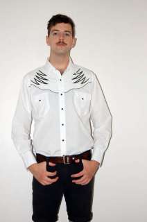   shirt by ely diamond white with black and white embroidered yoke and