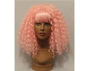   LONG PINK CANDY CURLY PERMED AFRO STYLE 80S WIG WITH FRINGE  
