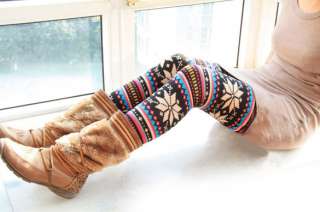   Knitted Colorful Crystal Pattern Graffiti Leggings Winter Tights Pants