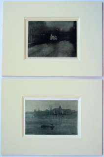 James Whistler VINTAGE PAIR Heliogravure & Lithograph NOCTURNES  