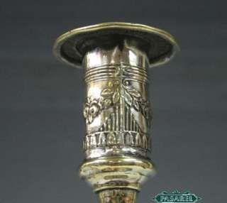 Pair Of Polish Brass Candlesticks Szekman Warsaw Ca1890  