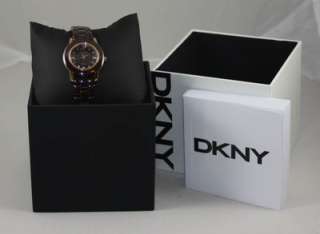 DKNY NY8428 Ladys Brown Ceramic & Rose Gold Chronograph Watch NEW 