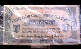 UNITED CIGAR STORES CO OF AMERICA 1/2 CERTIFICATE  8497  