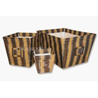 Brown/Tan Stripes Fabric Storage Bins (Matches the Chocolate Block 