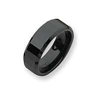 BLACK CERAMIC 8mm COUTURE FACETED POLISHED BAND  