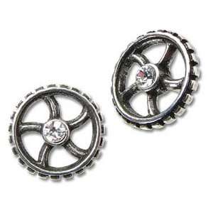  Diamond Crank Wheel Earrings Jewelry