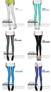 Womens Fluorescent Stretchy Neon Leggings Shiny Metallic Tight Pants 