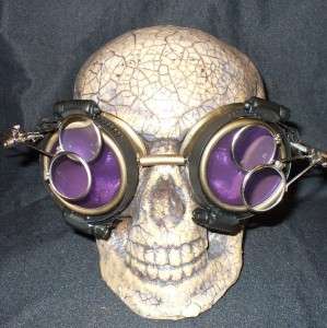 Steampunk Goggles Glasses cyber lens FP goth punk RAVE Aviator Biker 