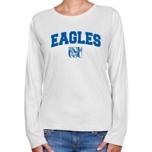 Coppin State Eagles Ladies White Logo Arch Long Sleeve Classic Fit T 