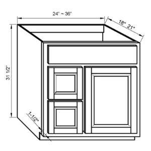  Stanford V3621D L 31 1/2   Double Door / Double Drawer 