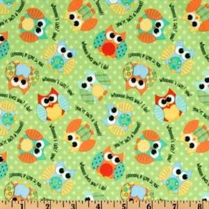 64 Wide Babyville Boutique PUL Owls Green/Multi Fabric By The Yard