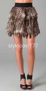   Alice + Olivia Kae Leopard Print Feather Pretty Little Liar Skirt XS