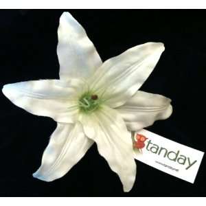   (White) Real Looking Large Tiger Lily Hair Clip. 