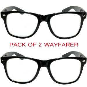   Black Wayfarer Sunglasses 80s Vintage Fashion Nerd Shades Clear Lens
