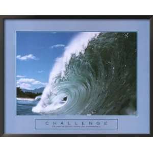 Challenge Pipe Wave Surfing Framed Motivational Poster 