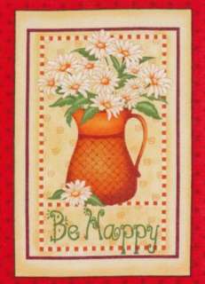 Daisy Spring Bouquet Be Happy Smile Life Good 4.75 x 7.25 quilt 