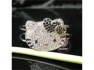 hello kitty crystal Can open Bracelet Black bow A26  