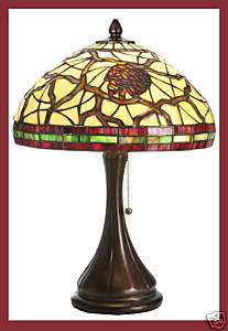 PINE CONE Tiffany Style Stained Glass 18 Table Lamp  