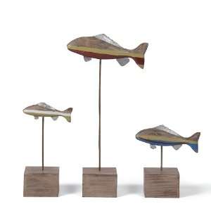  Foreside Waterline Fish Horizontal Figurine, Set of 3 