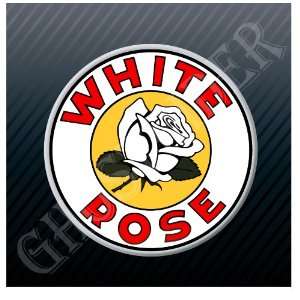  White Rose Gasoline Gas Pump Station Vintage Car Sticker 