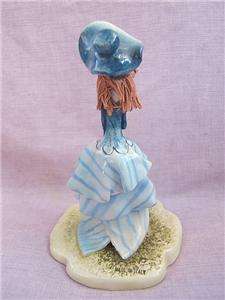 ZAMPIVA Italy hand painted modelled FIGURINE blue lady. SIGNED  