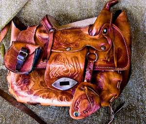   vintage western saddle handbag purse handtooled leather,lambs wool wow