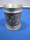 An Antique West Germany Embossed Pewter Feinzinn Shooter Engraved 
