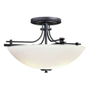 Iconic Collection 3 Light 19ö Black Semi Flush with Etched White 