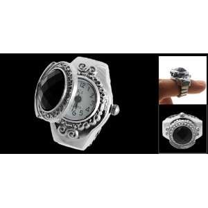   Jewelry Black Simulated Crystal Finger Ring Watch