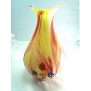   Design   Artistic Selection   Yellow Flame Millefiroir Glass Art Vase
