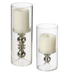  Set of 2 Glass Pillar Candle Holder