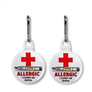 ALLERGIC I Carry an EPIPEN Medical Alert 2 Pack 1 inch White Zipper 